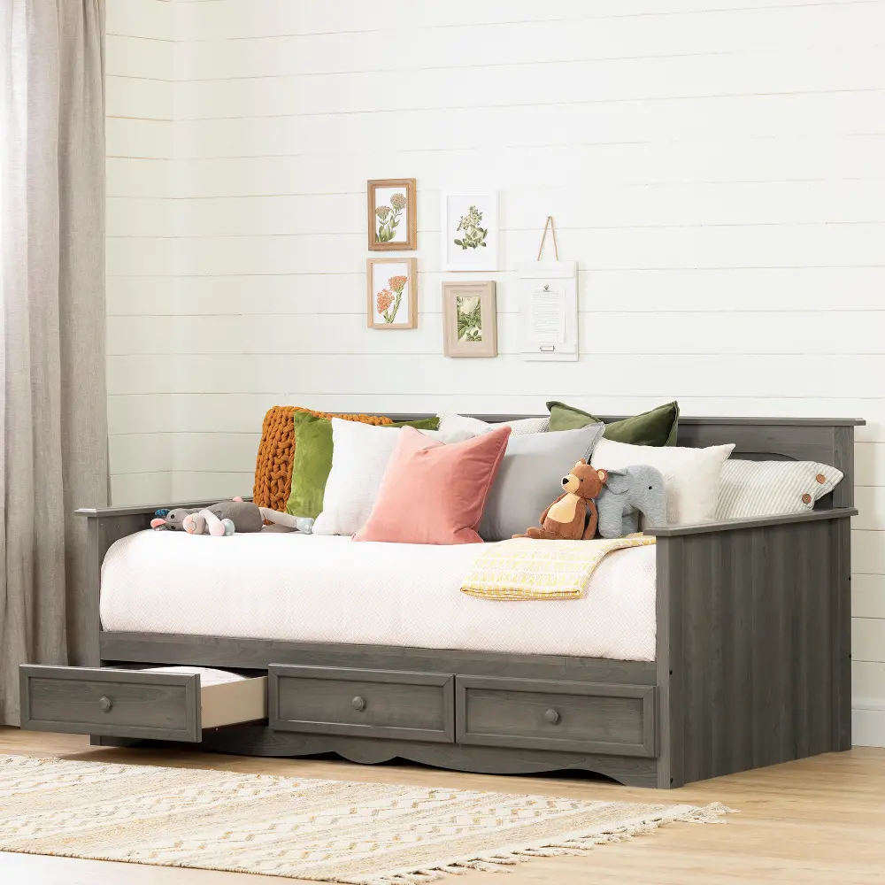 11687 Savannah Gray Daybed with 3 Storage Drawers-1