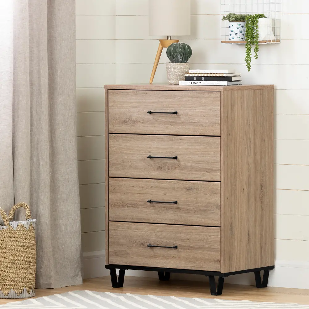 11025 Industrial Modern Rustic Oak Chest of Drawers - Fakto-1