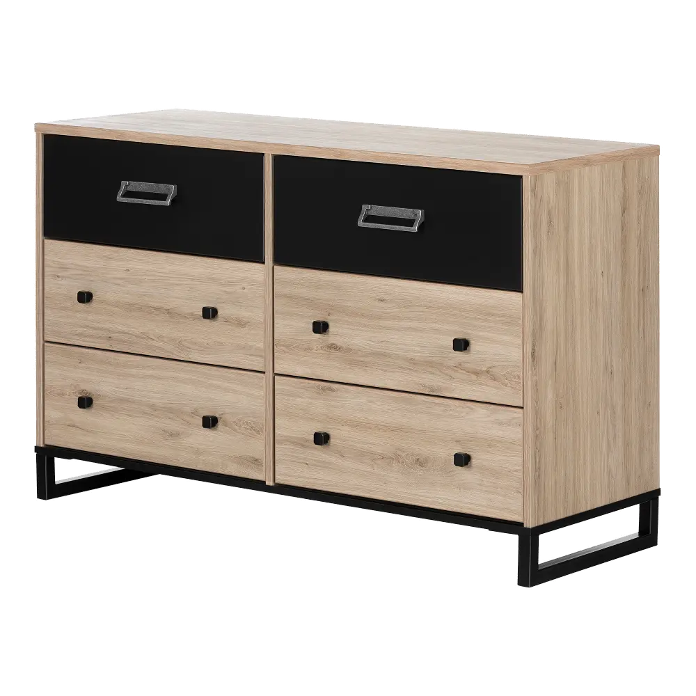 11019 Industrial Modern Rustic Oak and Black Dresser - Induzy-1