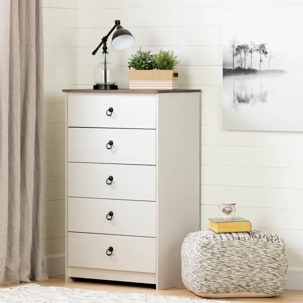 12234 Whitewash 5 Drawer Chest - South Shore-1