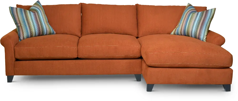 2PC/OWEN/RUST/OPT1 Orange 2 Piece Sectional Sofa with RAF Chaise - Owen-1