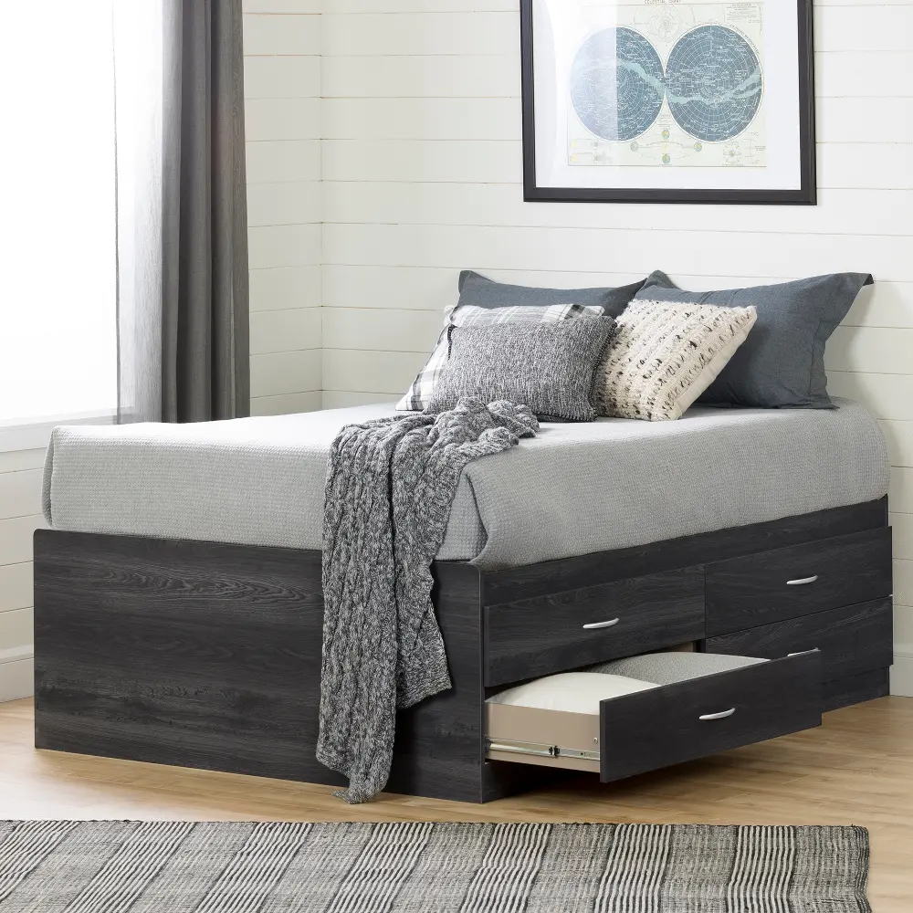 11861 Gray Captain Platform Full Storage Bed with 4 Drawers - Step One-1