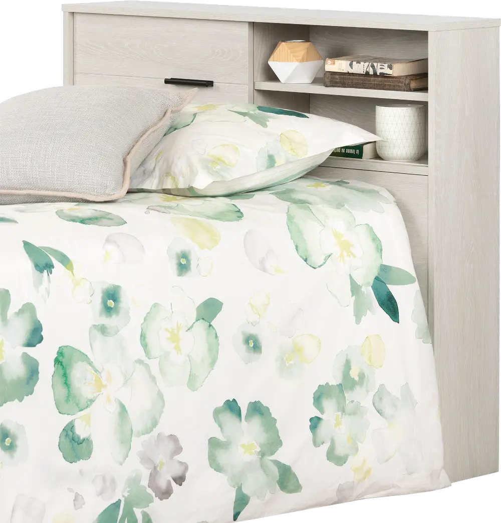 11948 Modern Light Gray Twin Storage Headboard - South Shore-2