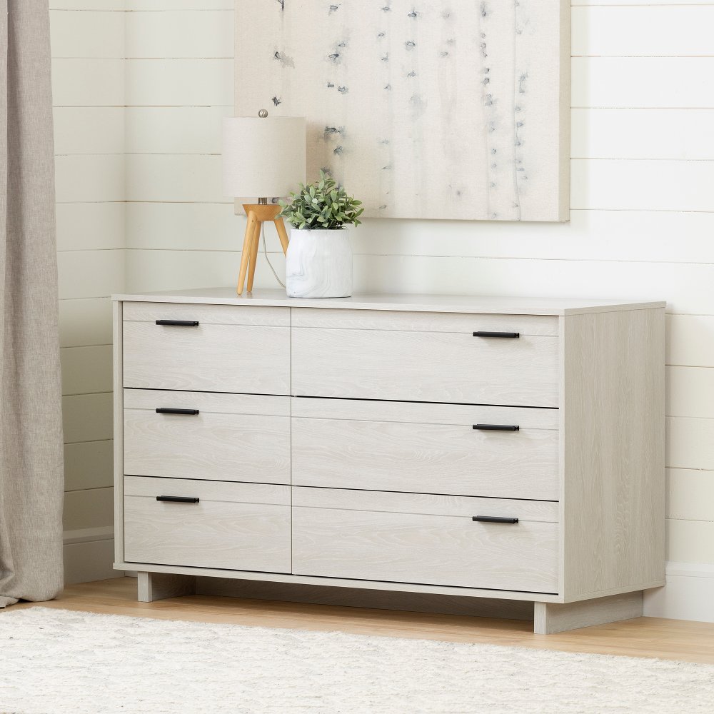 Modern Light Gray Oak Dresser - South Shore