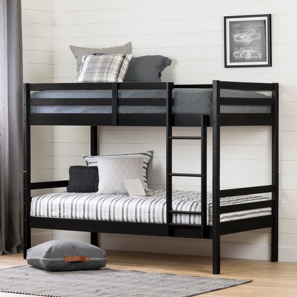 Industrial Modern Black Twin-over-Twin Bunk Bed - South Shore