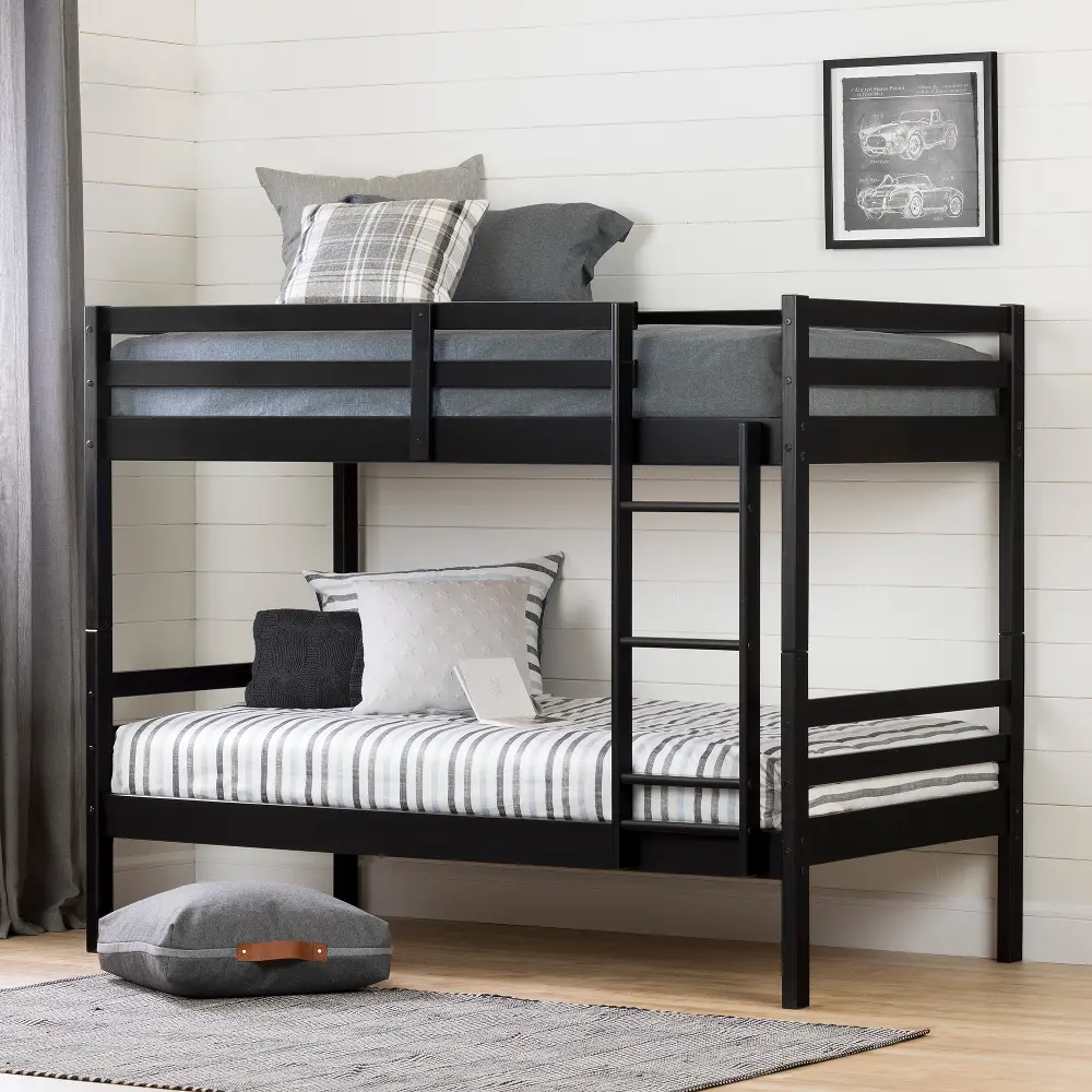 11819 Industrial Modern Black Twin-over-Twin Bunk Bed - South Shore-1