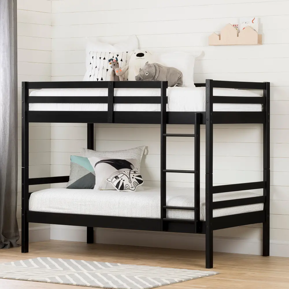 11822 Modern Black Twin-over-Twin Bunk Bed - Fakto-1