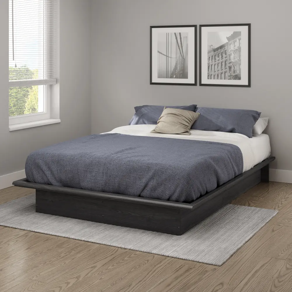 10441 Contemporary Gray Oak Full Platform Bed - South Shore-1