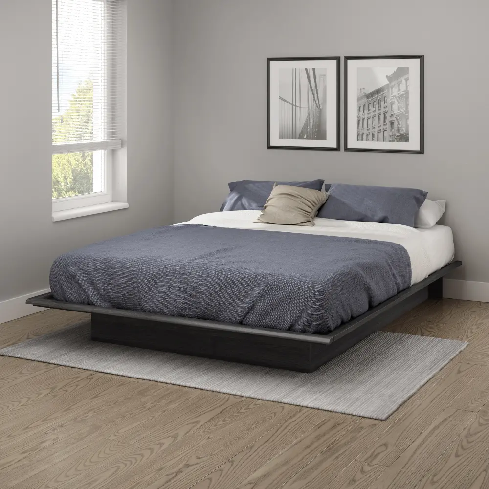 10440 Contemporary Gray Oak Queen Platform Bed - Step One-1