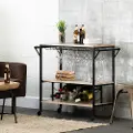 12070 White Oak and Black Industrial Bar Cart - South Shore