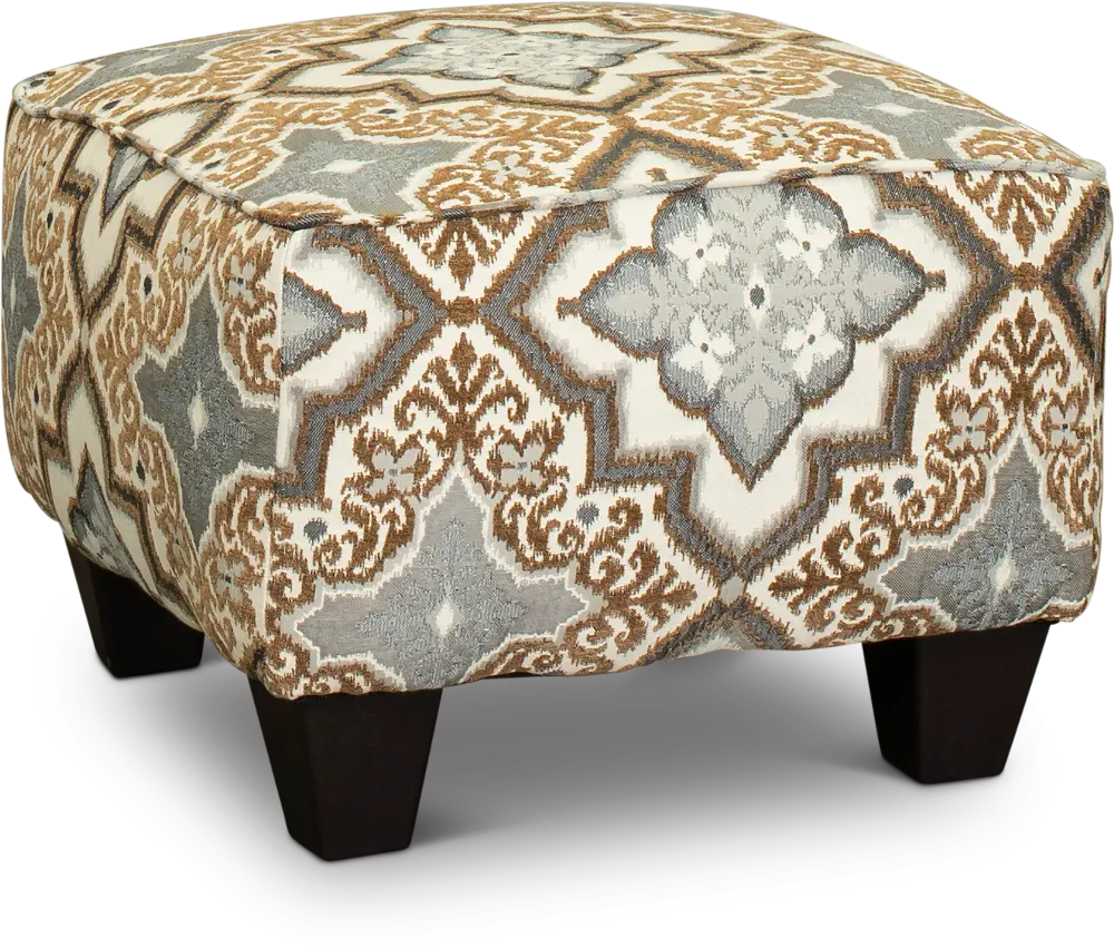Anna Brown and Blue Accent Ottoman-1