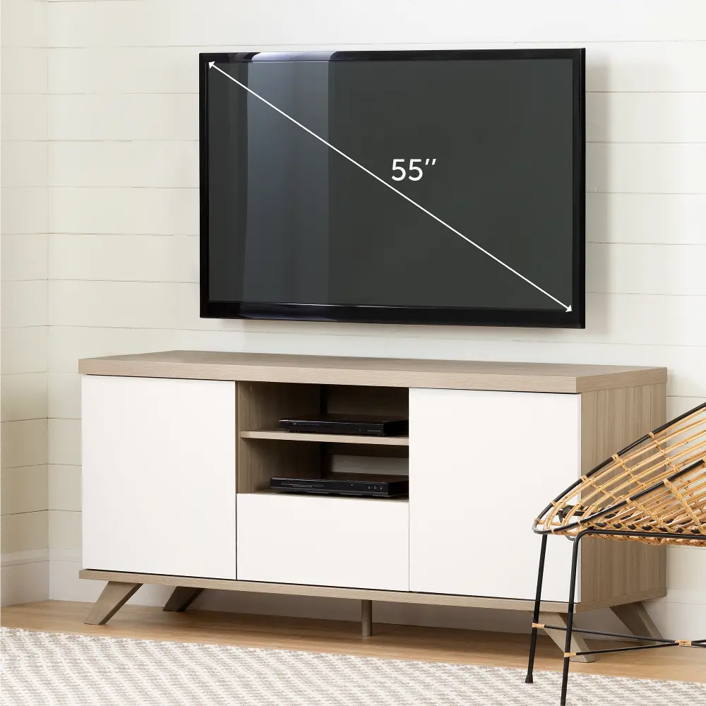 12163 60 Inch Soft Elm and Pure White TV Stand - Cinati-1