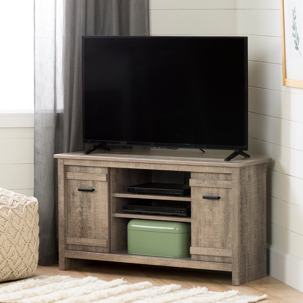 Exhibit 40 Inch Weathered Oak Corner TV Stand - South Shore