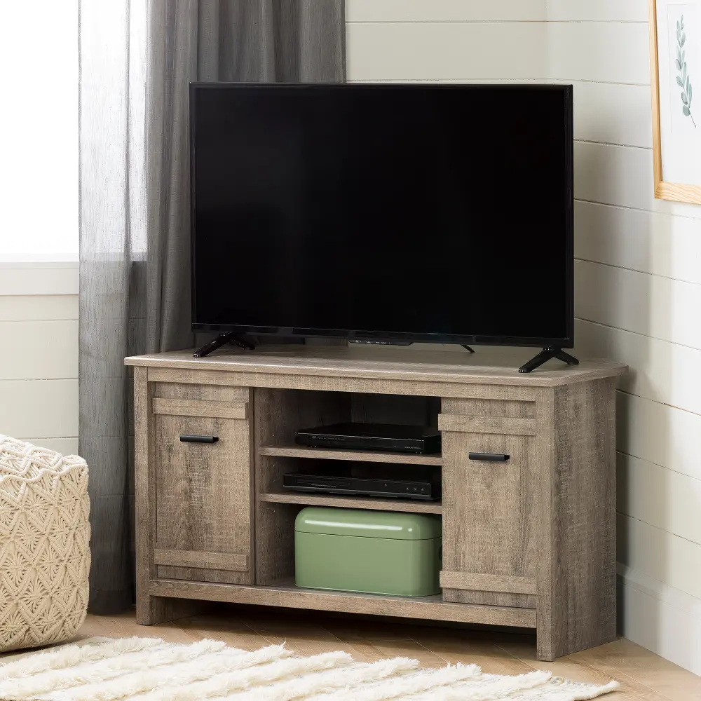 11927 Exhibit 40 Inch Weathered Oak Corner TV Stand - South Shore-1