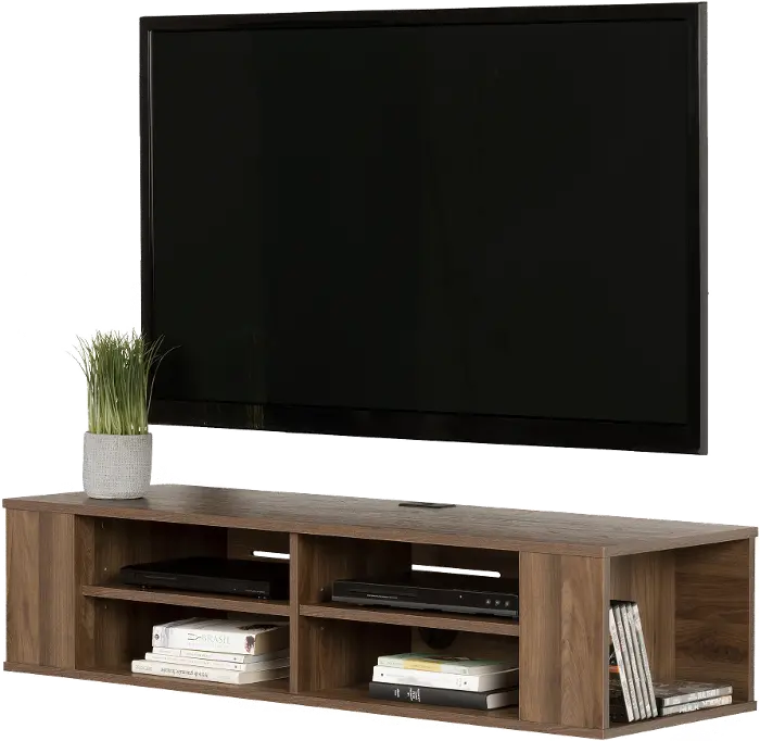 South Shore City Life 48" Wall Mounted Media Console in Black Oak 