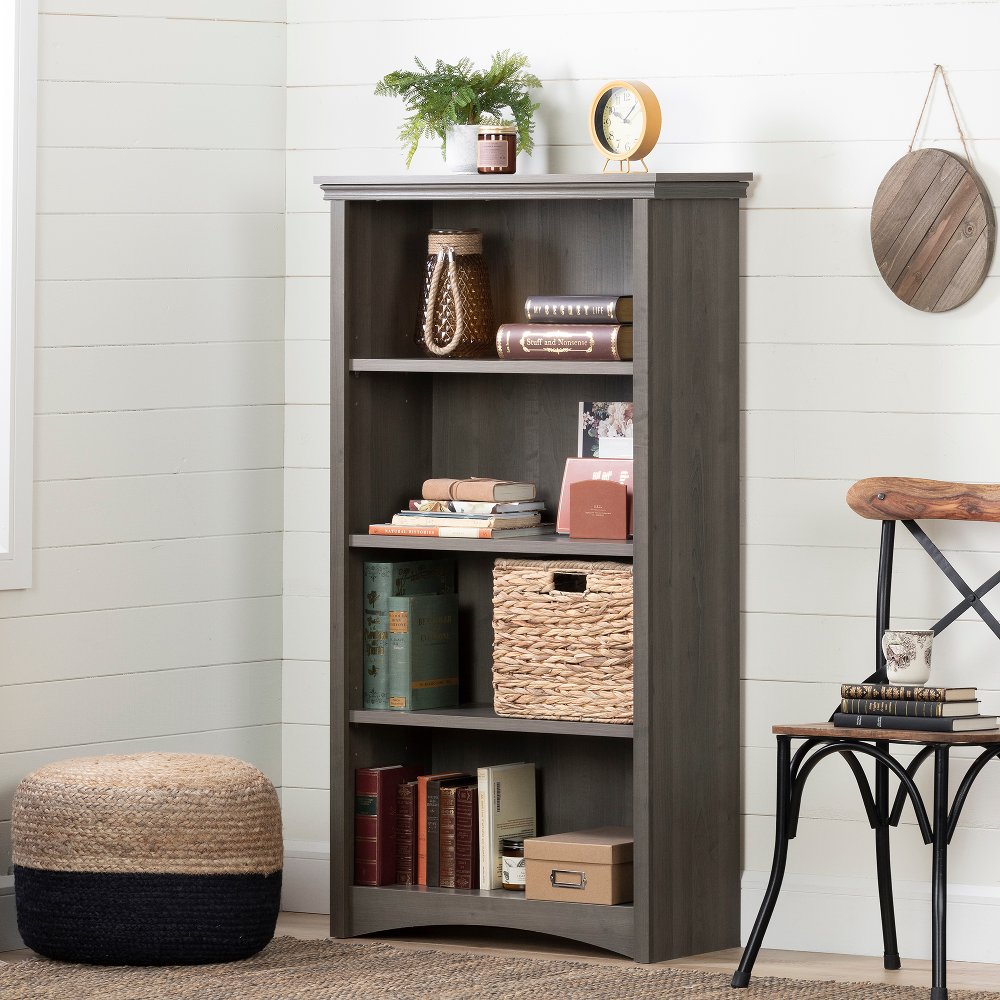 Artwork Gray Maple 4-Shelf Bookcase - South Shore