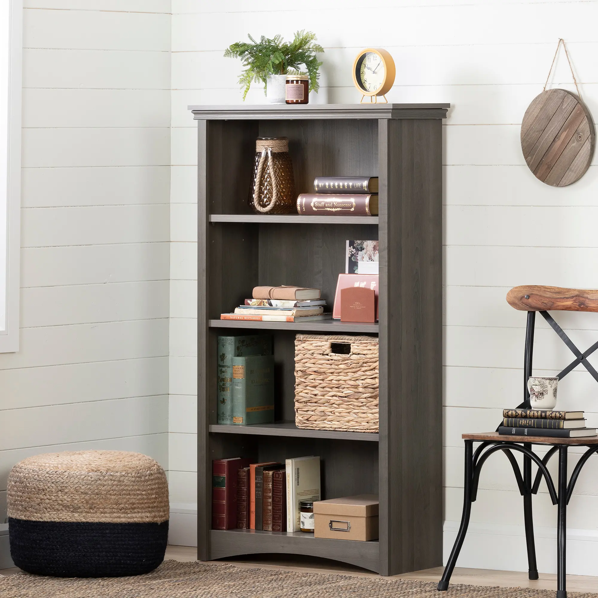 Gray Maple 4-Shelf Bookcase - South Shore