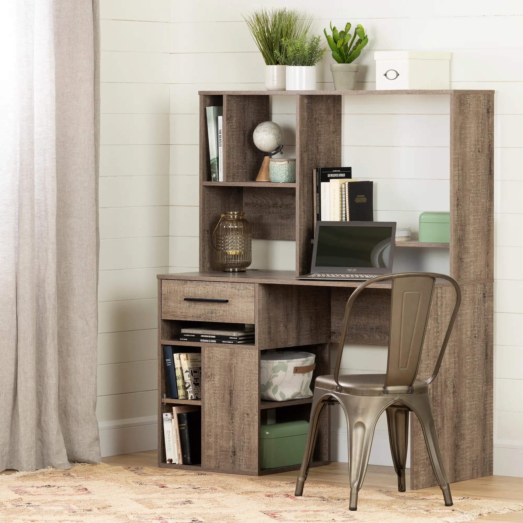 Annexe Weathered Oak Home Office Computer Desk - South Shore