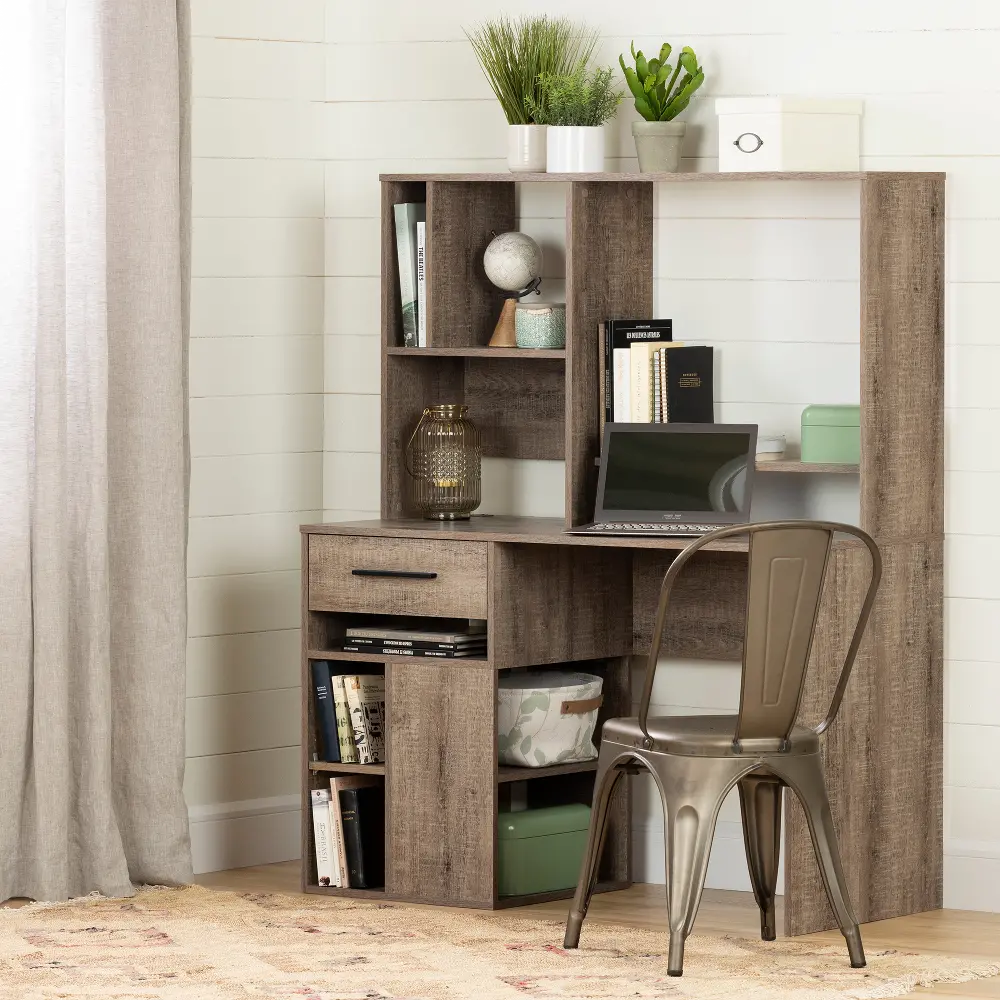 11928 Annexe Weathered Oak Home Office Computer Desk - South Shore-1