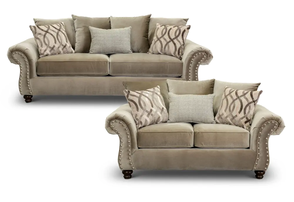 Traditional Taupe 2 Piece Living Room Set - Richmond-1