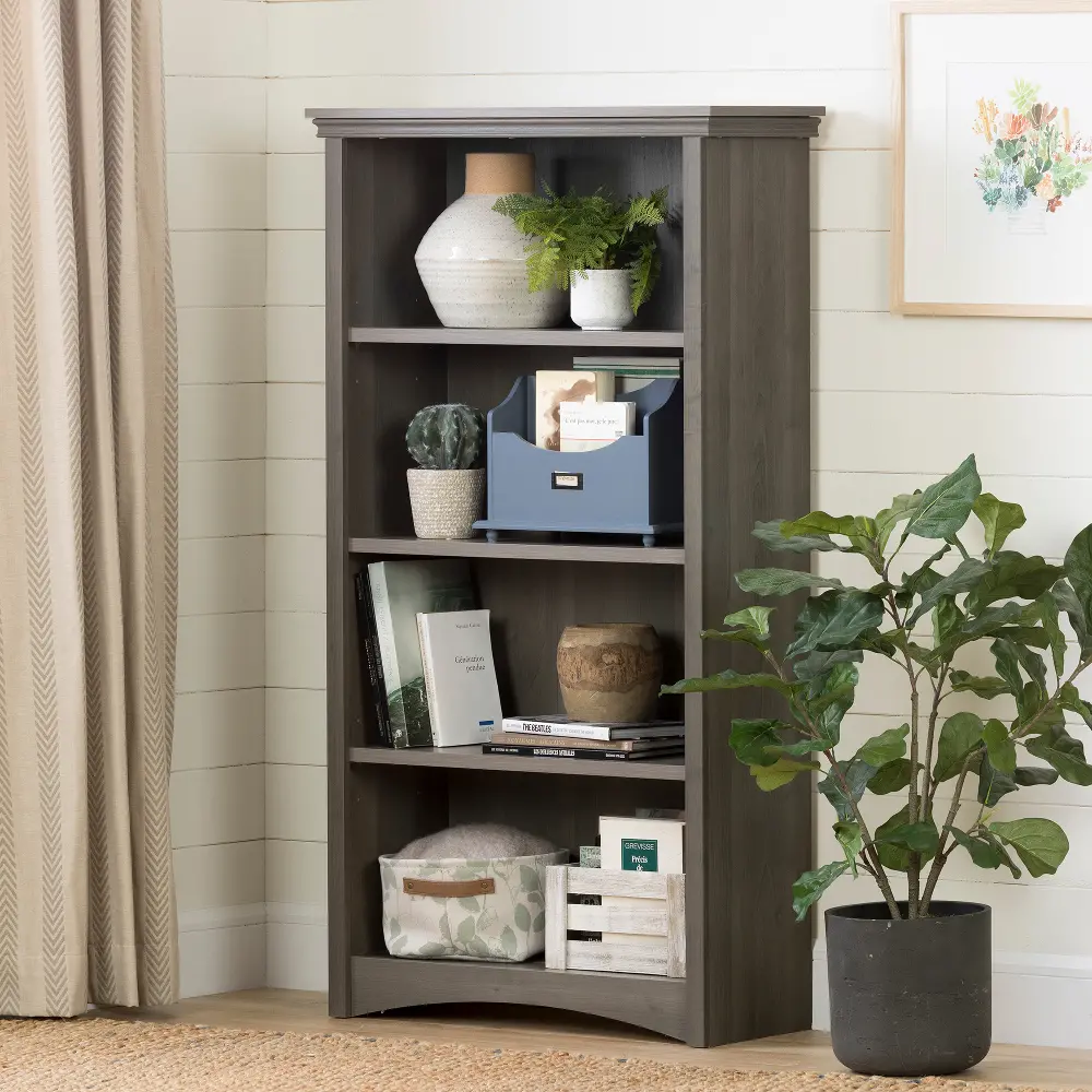 11930 Gray Maple 4-Shelf Bookcase - Gascony-1