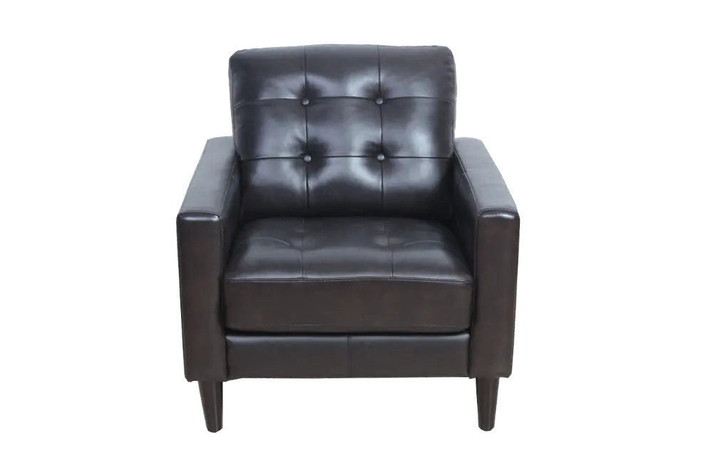 Mid Century Modern Dark Brown Leather Chair - Ashton-1