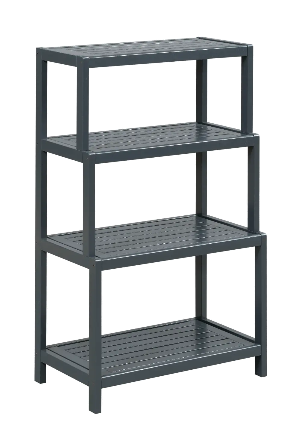 Graphite Gray Solid Wood 4 Tier Step Back Bookshelf - Dunnsville-1