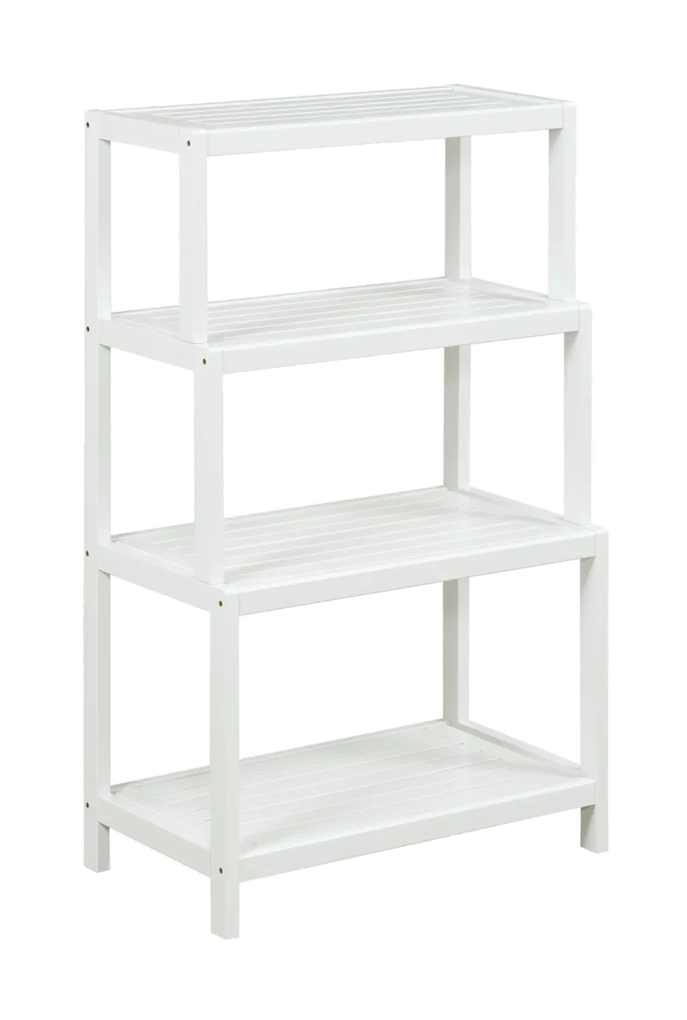 White Solid Wood 4 Tier Step Back Bookshelf - Dunnsville-1