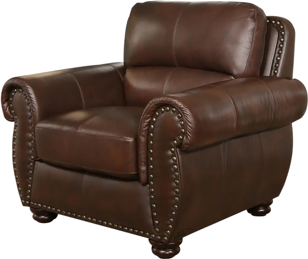 Traditional Brown Leather Chair - Preston-1