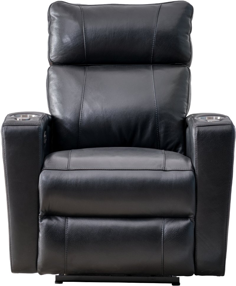 Carter Black Leather Match Triple Power, Leather Theater Recliner