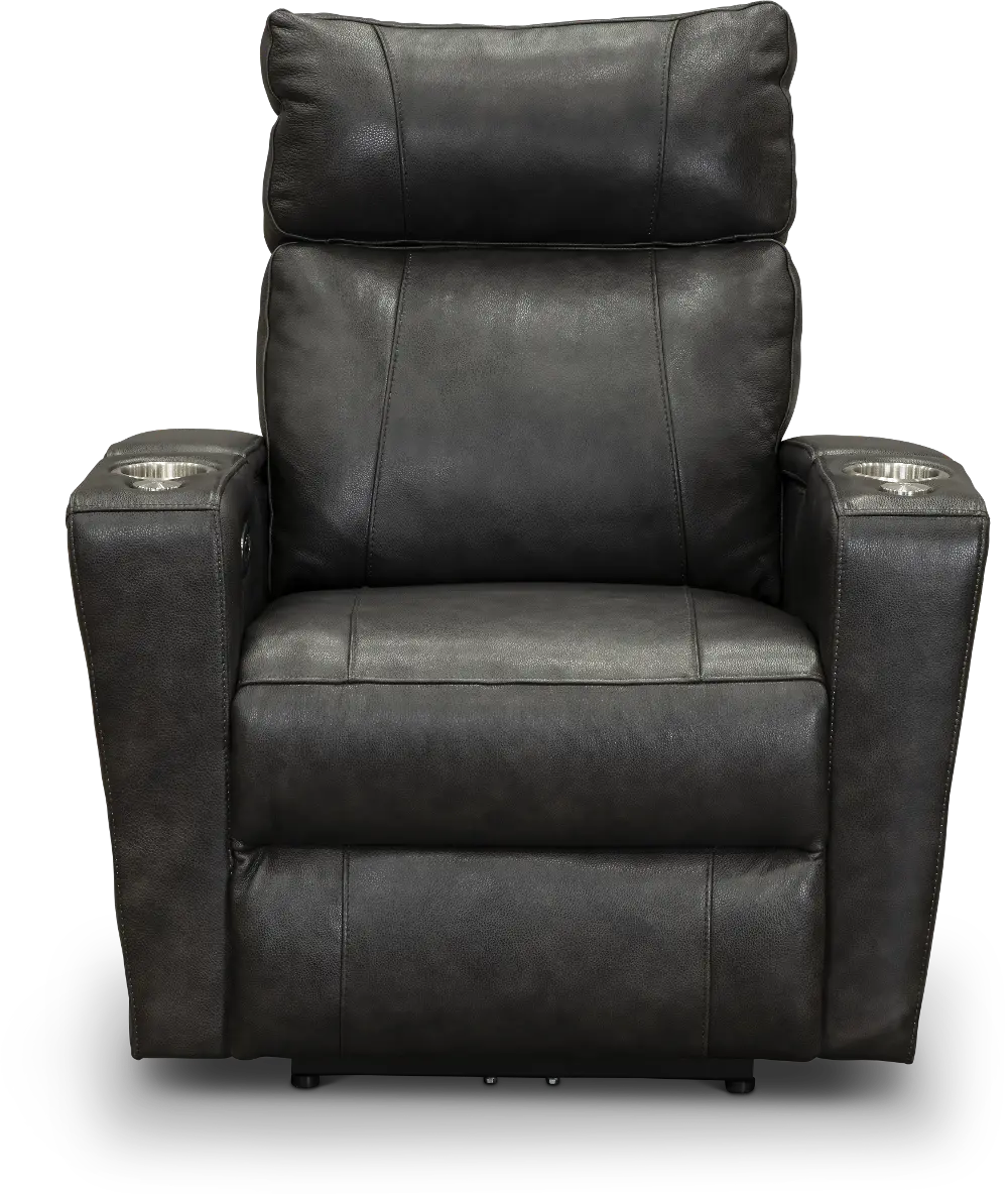 Carter Steel Gray Leather-Match Triple Power Theater Recliner-1