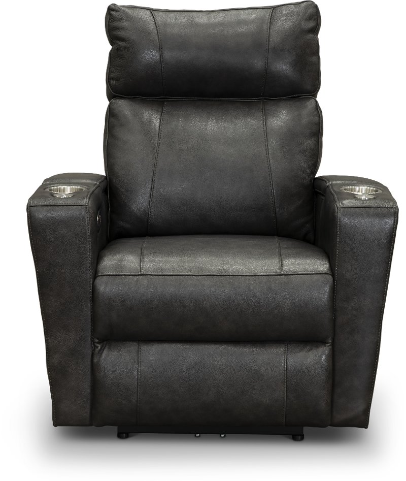 Carter Steel Gray Leather-Match Triple Power Theater Recliner