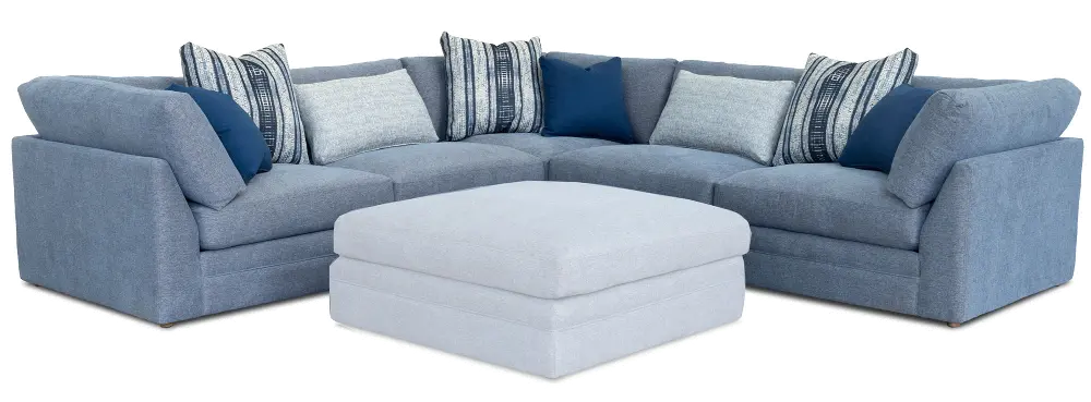 Contemporary Blue 3 Piece Sectional Sofa - Chambray-1