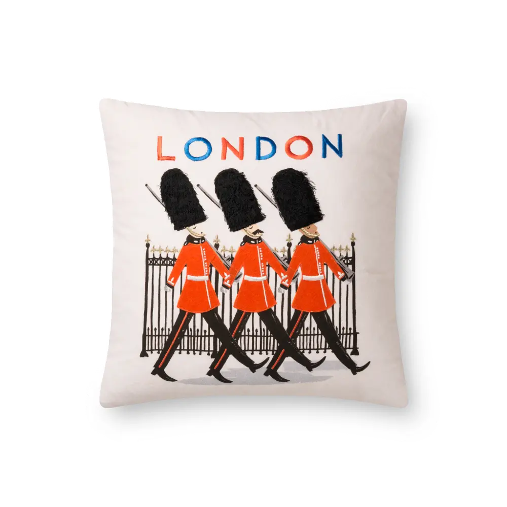 P6002-RP-MULTI Multi Color Print and Embroidered London Guard Throw Pillow-1