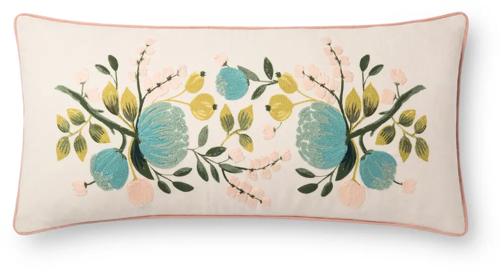 P6027-RP-IVORY/MULTI Ivory and Multi Color Floral Throw Pillow-1