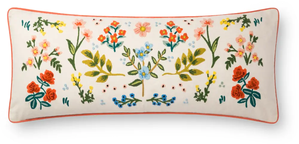 P6028-RP-IVORY/MULTI Rifle Paper Co. Ivory and Multi Color Rectangle Floral Throw Pillow-1