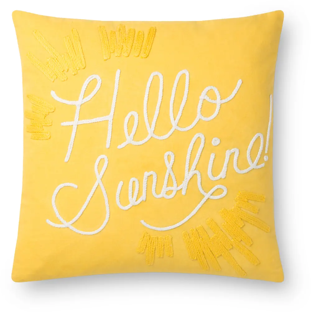 P6031-RP-YLLW/WHT Yellow and White Hello Sunshine Throw Pillow-1