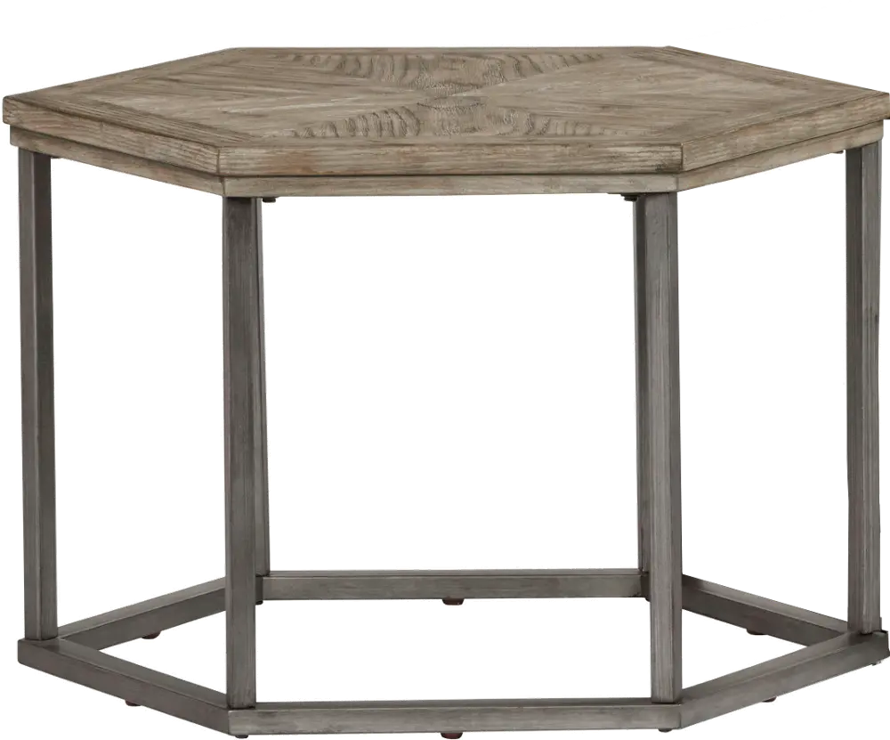 Addison Cove Ash Blonde and Metal Hexagon Cocktail Table-1