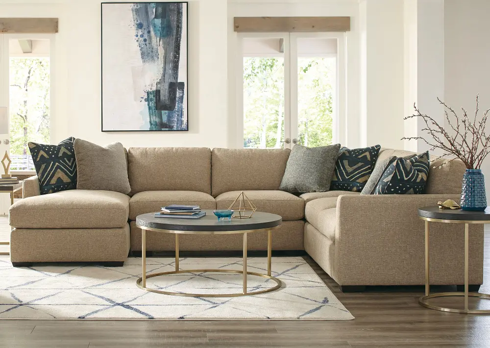 Beige 4 Piece Sectional Sofa with LAF Chaise - Notion-1