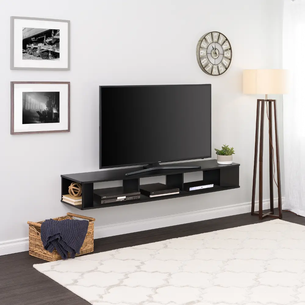 70 Inch Wall Mount Black TV Stand-1