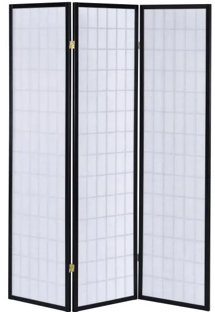 Black and White Transitional 3 Panel Folding Screen - Alberto