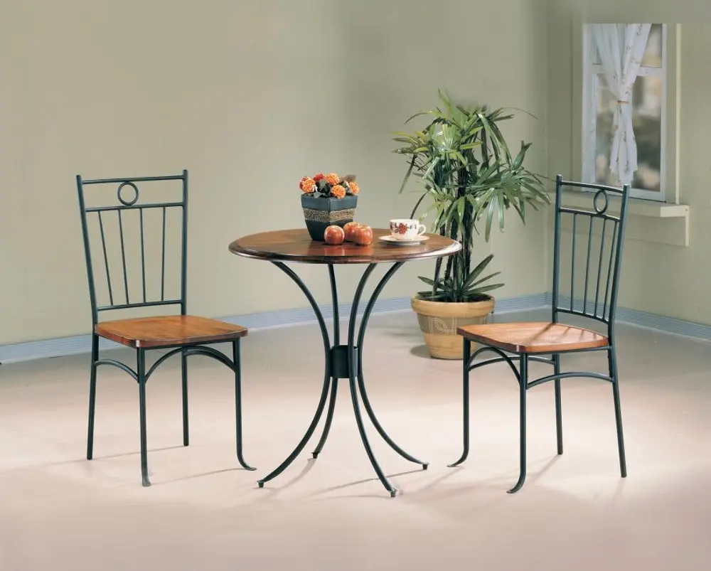 Casual Honey and Black 3 Piece Dining Set - Alessio -1
