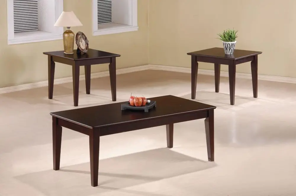 Cappuccino Brown 3 Piece Coffee and End Table Set-1