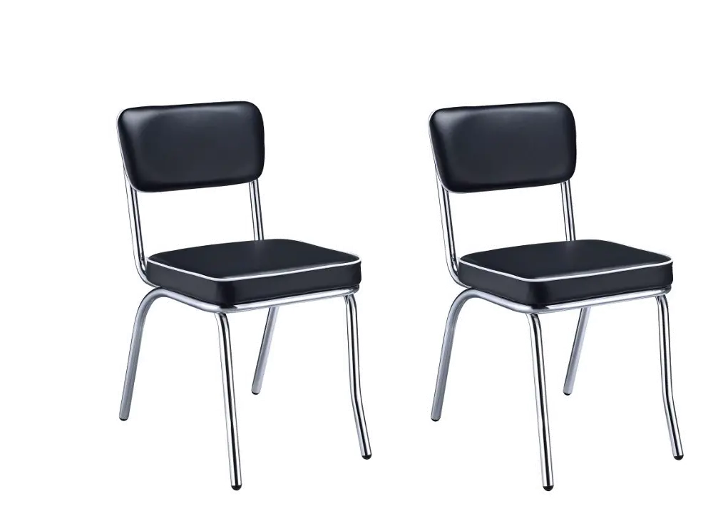 Black and Chrome Dining Room Chair (Set of 2) - Ava-1