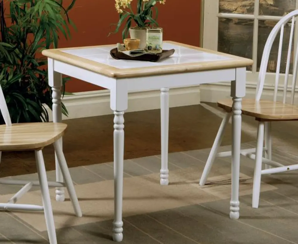 Country Natural and White Dining Table - Agostino-1