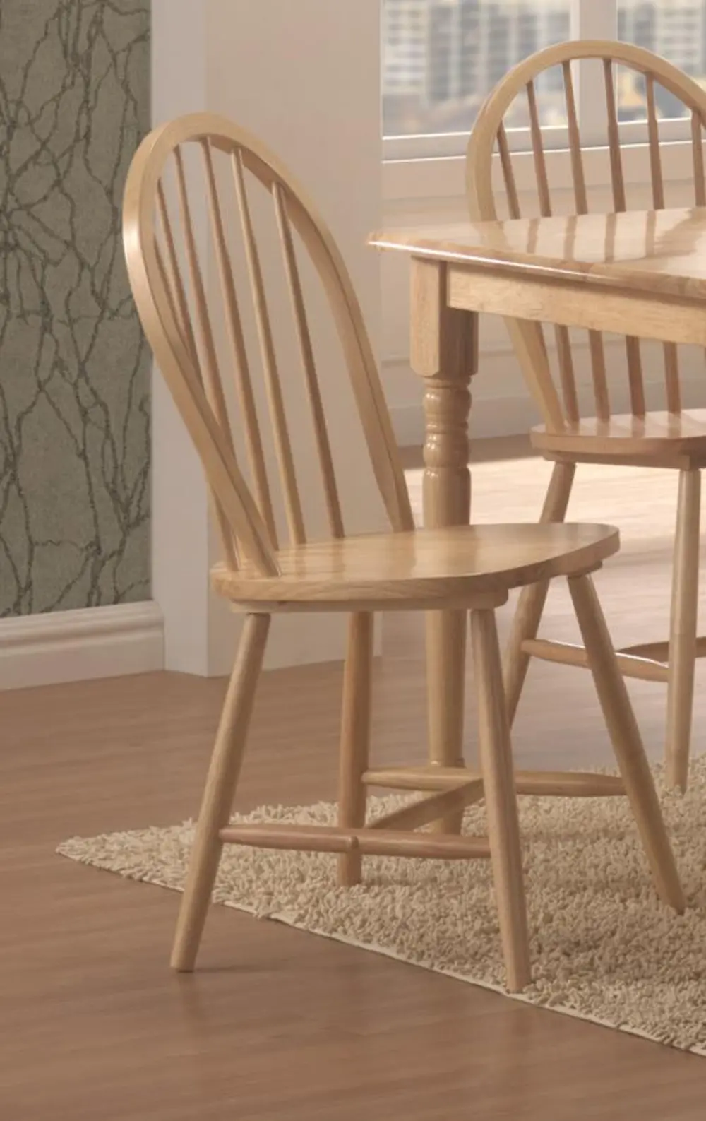 Set of 4 Country Natural Wood Dining Room Chairs - Afonso-1