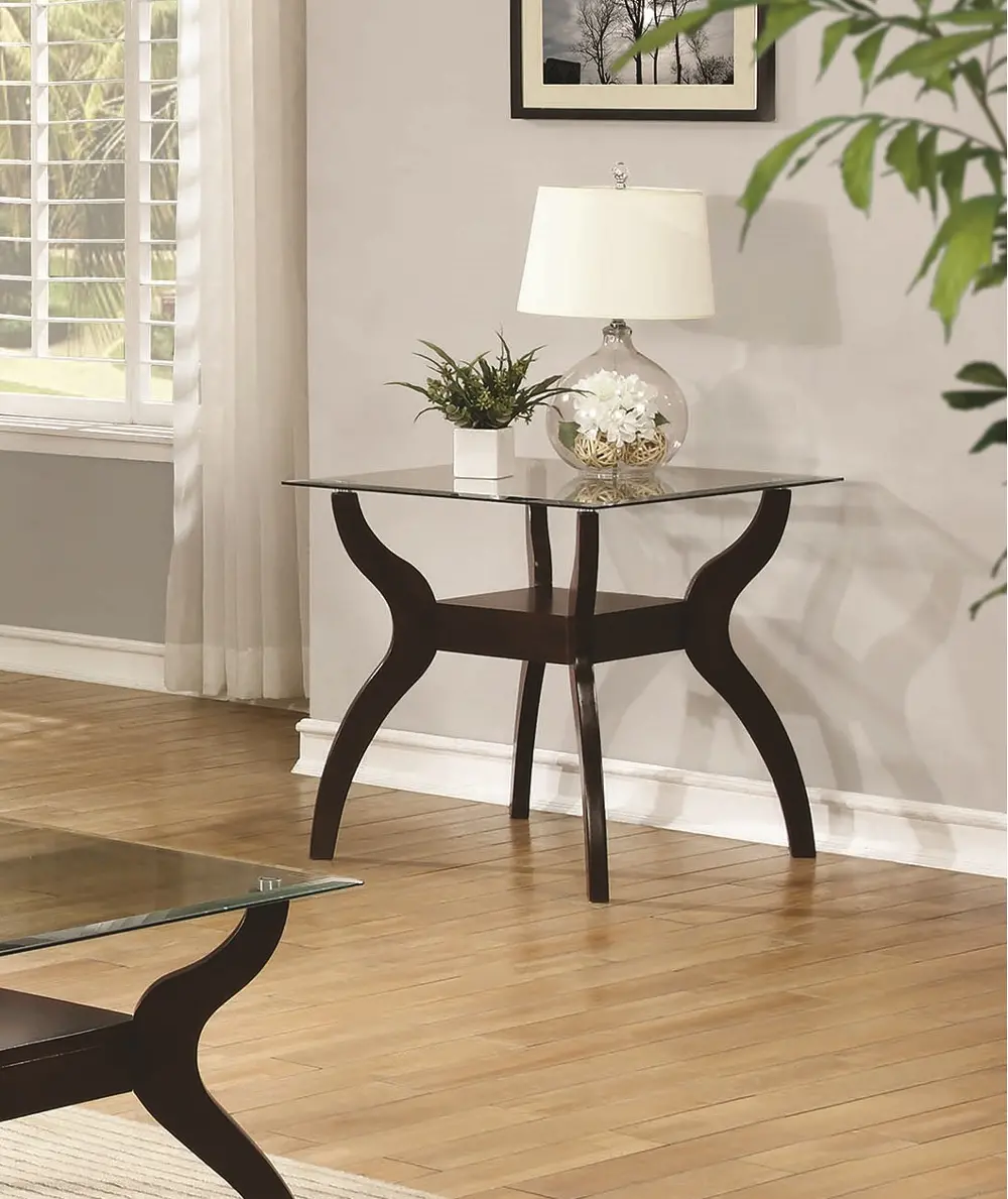 Casual Glass Top End Table - Cooper-1