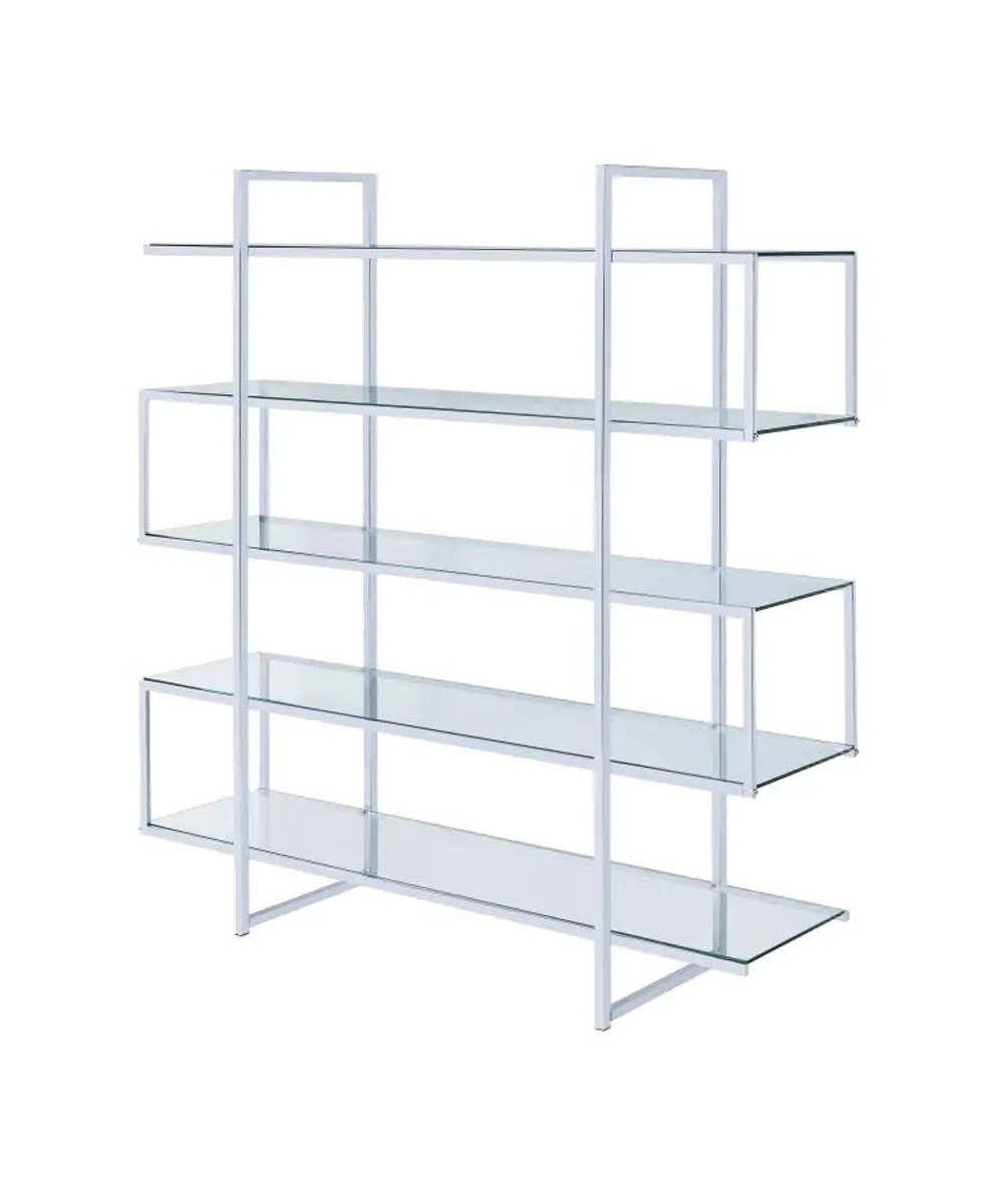 Contemporary Metal and Glass Bookcase-1