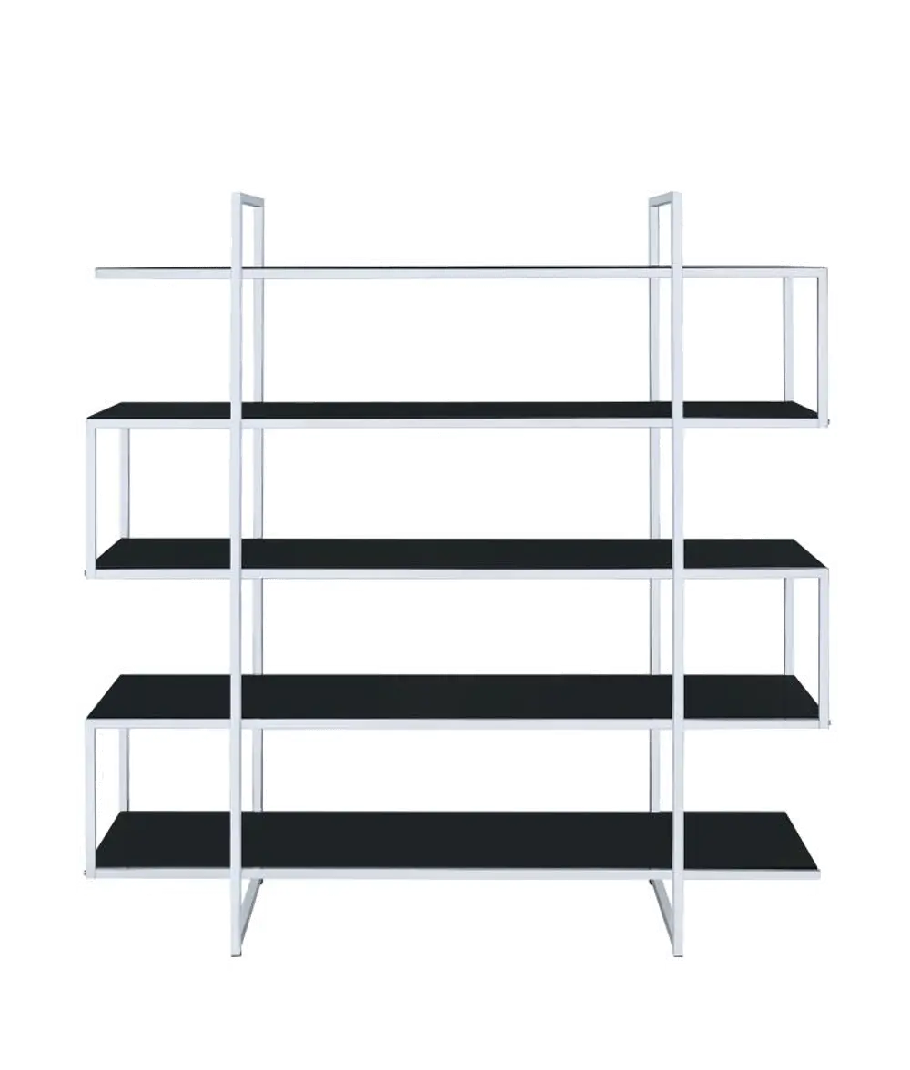 Contemporary Metal and Black Glass Bookcase-1