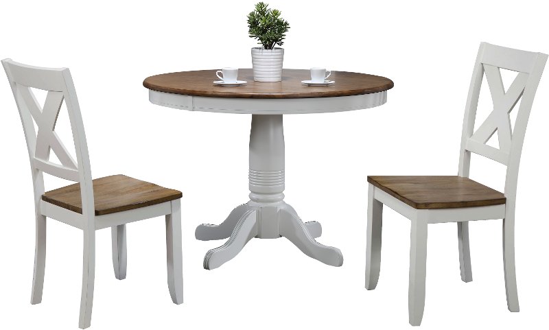 White Round 3 Piece Dining Set, Pacifica Round Table